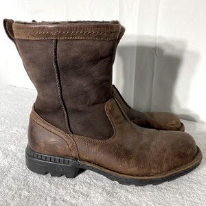 UGG Dark Brown Leather Hartsville Pull On Ankle Boots 8